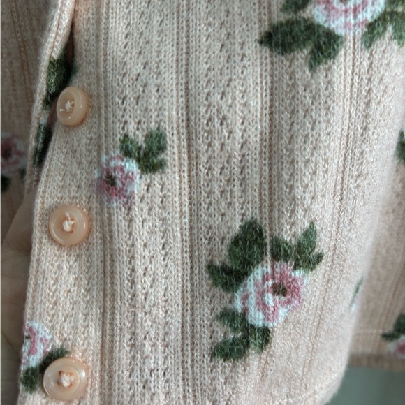 NWT Lucky Brand Pointelle Floral Pink Long Sleeve Button Up Cottagecore Shirt - Picture 9 of 14